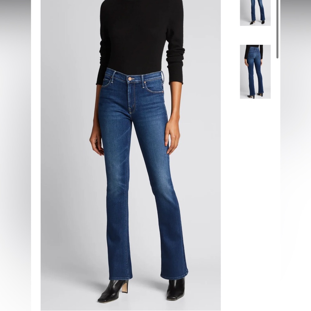MOTHER Women's Dark Blue Denim Flare Jeans